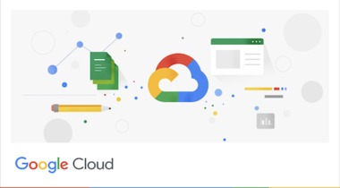 Ilustración del ecosistema de Google Cloud con gráficos, documentos y una ventana de navegador conectados al logo de la nube multicolor.